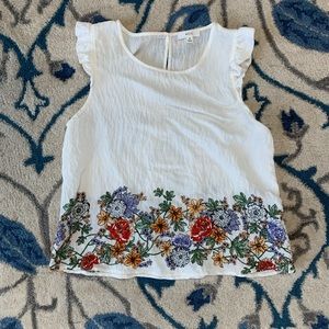 Floral flutter sleeve tank
